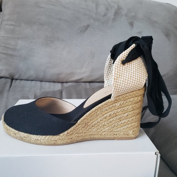 ALDO Muschetta Black Ribbon-tie Wedge Espadrilles - Picture 5 of 6
